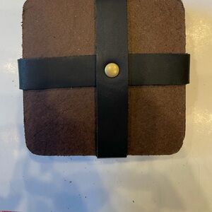 Portland Leather Goods Brown Coasters with Black Strap